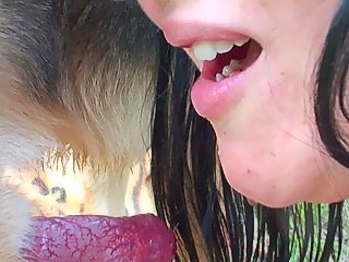 First time dog blowjob